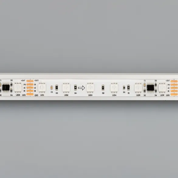 Светодиодная лента DMX-5000SE-5060-60 24V Cx6 RGB (12mm, 14.4W/m, IP65) (Arlight, Закрытый, IP65)