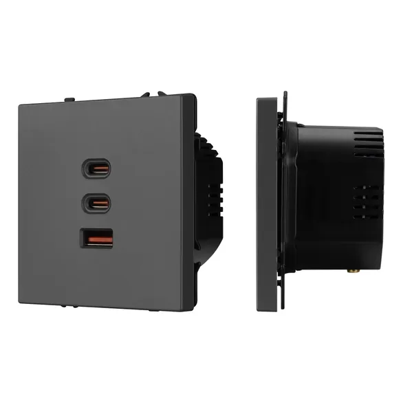 ARL NOBE USB Розетка тип А+С+С софт-тач серый базальт SCT-MUACC-SFPL-FC-GR (65W, QC3) (Arlight, -)