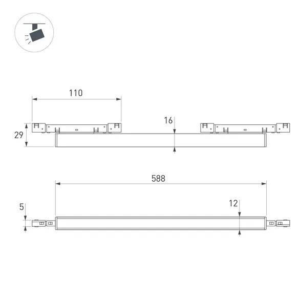 Светильник MAG-MICROCOSM-FLAT-L588-20W Day4000 (BK, 100 deg, 24V) (Arlight, IP20 Металл, 5 лет)