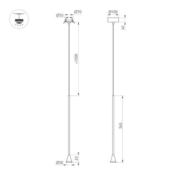 Светильник SP-RINAR-HANG-L565-5W Warm3000 (BK, 36 deg, 230V) (Arlight, IP20 Металл, 5 лет)