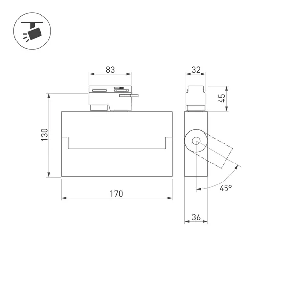 Светильник LGD-LOFT-TRACK-4TR-S170-10W Warm3000 (WH, 24 deg) (Arlight, IP20 Металл, 3 года)