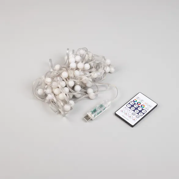 Светодиодная гирлянда ARD-BEAD-HOME-10000-CLEAR-100LED RGB (5V, USB, ПДУ) (Ardecoled, IP20 Пластик)