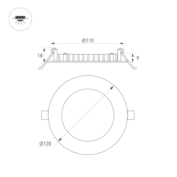 Светильник MS-EDGE-R120-6W Warm3000 (WH, 115 deg, 230V) (Arlight, IP44 Металл, 3 года)