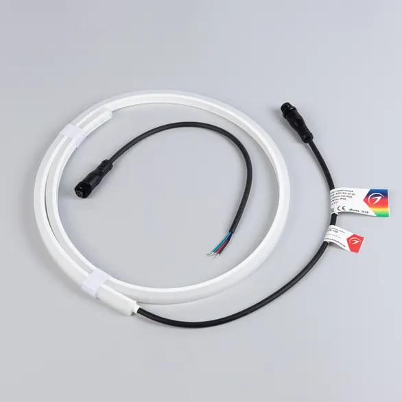 Светодиодная лента герметичная WAVE-TOP-PU-H120-10x10mm 24V RGB (10 W/m, IP68, 1m, wire x1) (Arlight, Вывод боковой, 3 года)