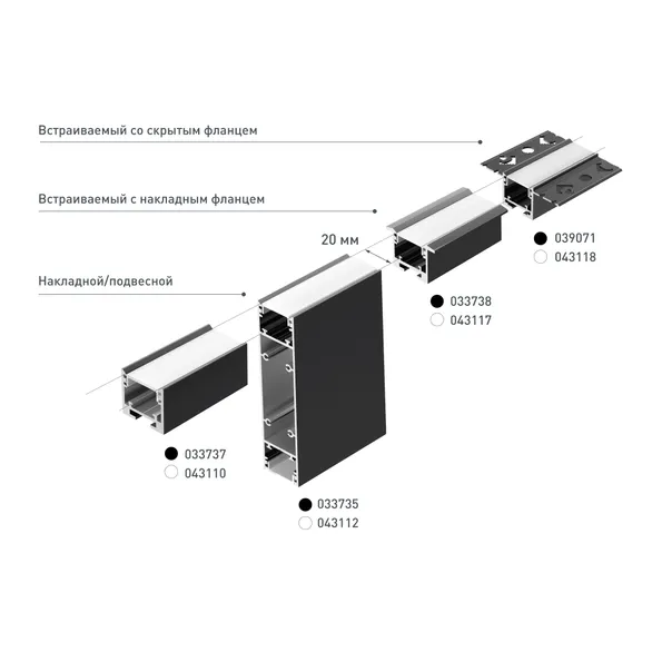 Профиль SL-LINIA20-FANTOM-2500 WHITE (Arlight, Алюминий)