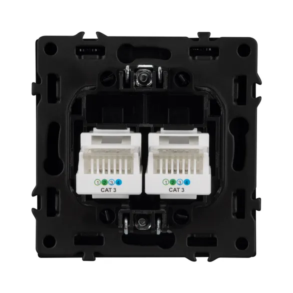 Механизм сдвоенной телефонной розетки SCT-NOBE-MTL2-SFPL-GR (RJ-11, 4C) (Arlight, Серый базальт)