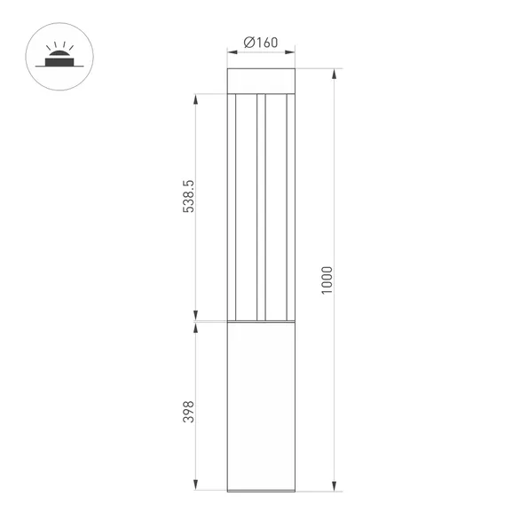 Светильник LGD-CASTELLO-BOLL-H1000-20W Warm3500-MIX (GR, 80 deg, 230V) (Arlight, IP65 Металл, 5 лет)