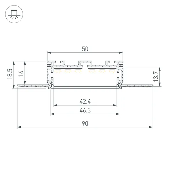 Профиль KLUS-POWER-W50H16-F-HIDE-2000 (Arlight, Алюминий)