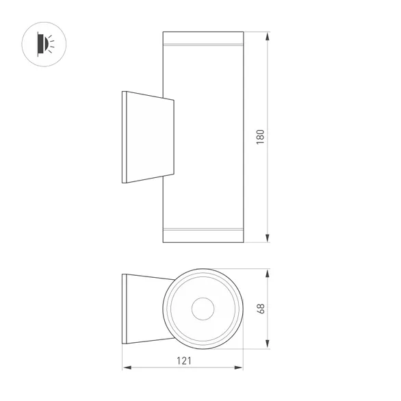 Светильник настенный LGD-WALDER-R68-2x7W Day4000-MIX (Черный, 40 deg, 230V) (Arlight, IP65 Металл, 5 лет)