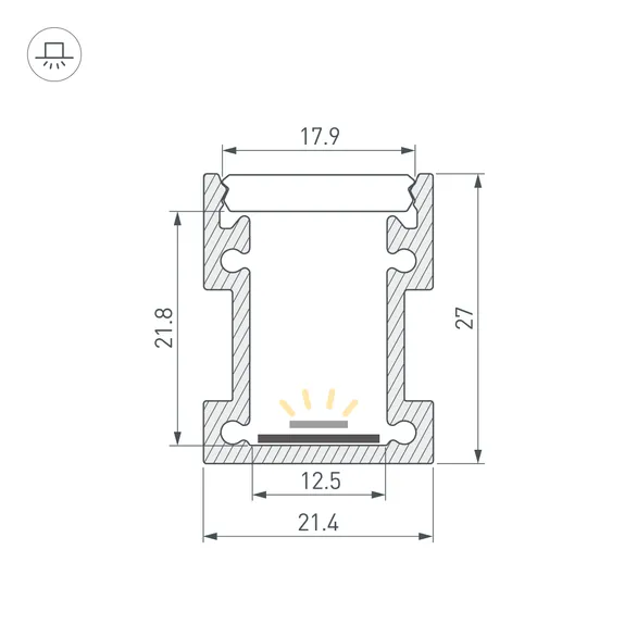 Профиль FLOOR22-H27-2000 ANOD (Arlight, Алюминий)