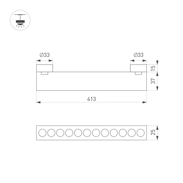 Светильник ART-INBELT-DOTS-L413-16W Day4000-MIX (BK, 33 deg, 48V, DALI) (Arlight, IP20 Металл, 3 года)