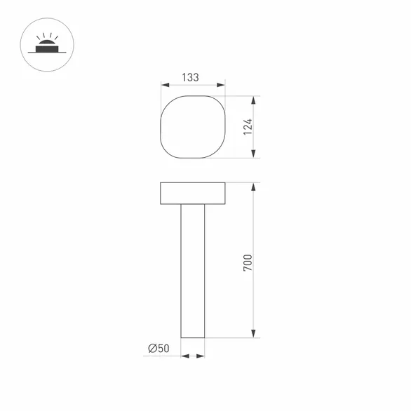 Светильник LGD-SWAMP-BOLL-H700-7W Warm3000 (GR, 93 deg, 230V) (Arlight, IP65 Металл, 3 года)
