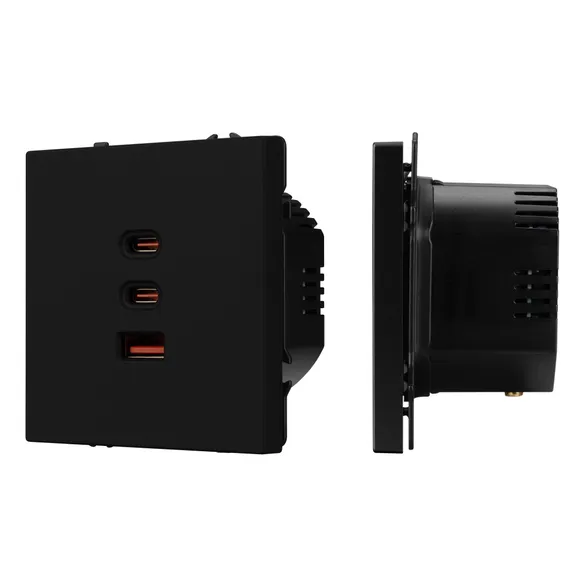 ARL NOBE USB Розетка тип А+С+С софт-тач черный оникс SCT-MUACC-SFPL-FC-BK (65W, QC3) (Arlight, -)