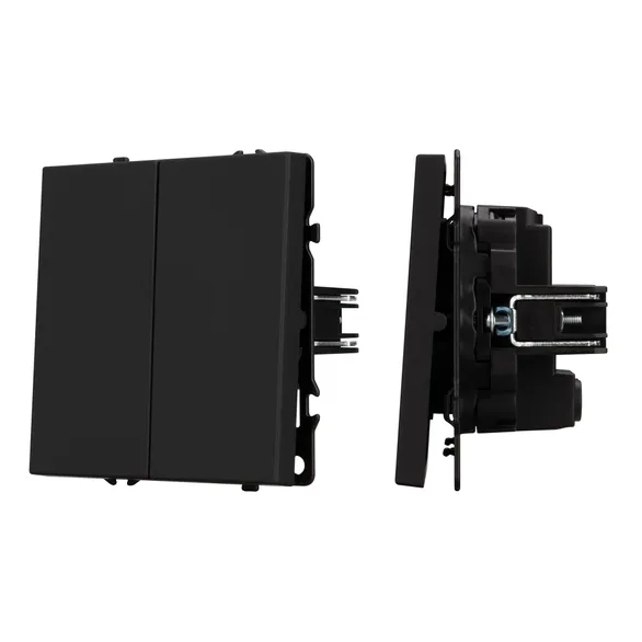Механизм выключателя двухклавишный перекрёстный SWT-NOBE-MKX2-SFPL-BK (230V, 10A) (Arlight, Черный оникс)