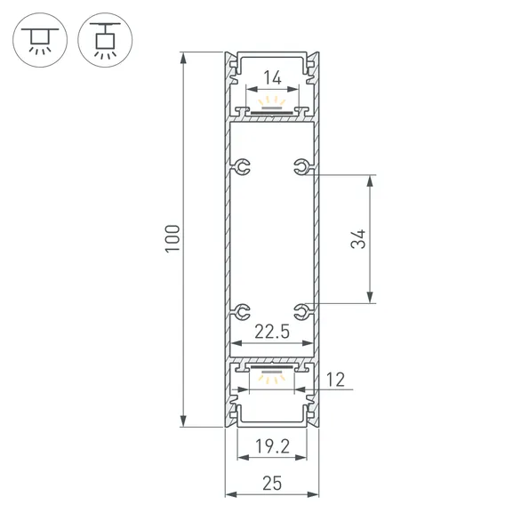 Профиль SL-LINE-25100-DUAL-2500 GOLD CHAMPAGNE  (Arlight, Алюминий)