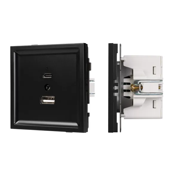 Механизм USB розетки SCT-TENDO-MUAC-PL-BK (5V, 3A, QC3) (Arlight, -)