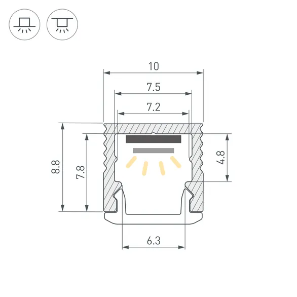 Профиль SL-MINI-10-2000 ANOD (Arlight, Алюминий)