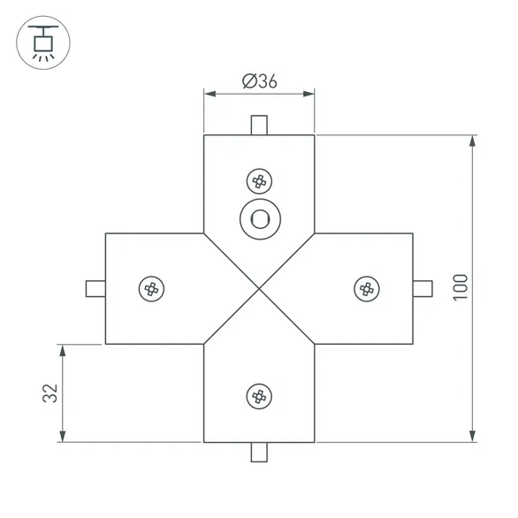 Соединитель профиля ROUND-D36-360-X90 (Arlight, Алюминий)