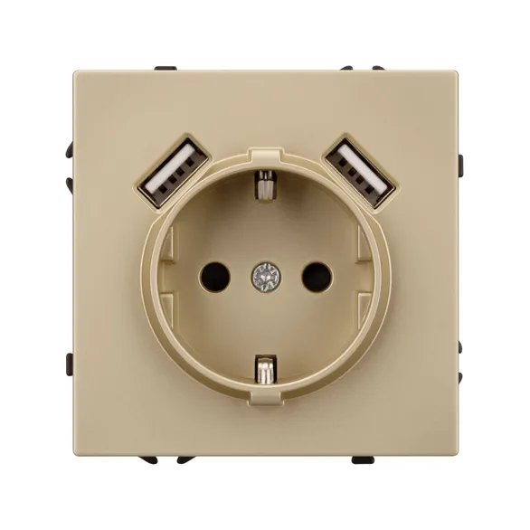 Механизм розетки с USB зарядкой SCT-NOBE-MUAA-SFPL-GD (230V, 16A) (Arlight, -)