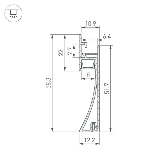 Профиль PLINTUS-H58-F-2000 WHITE (Arlight, Алюминий)