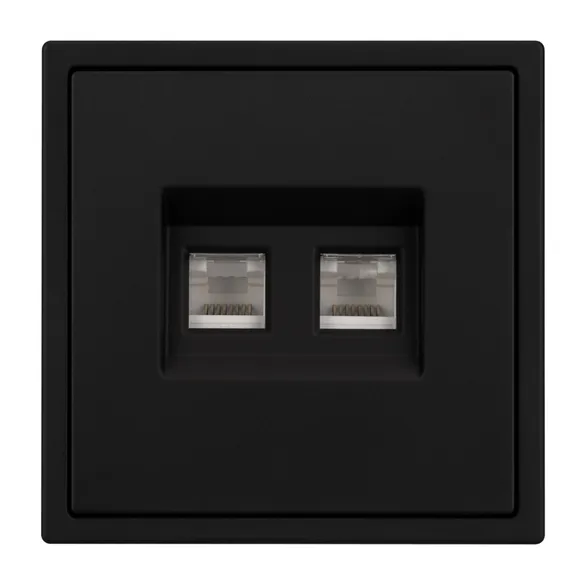 Механизм сдвоенной телефонной розетки SCT-NOBE-MTL2-SFPL-BK (RJ-11, 4C) (Arlight, Черный оникс)