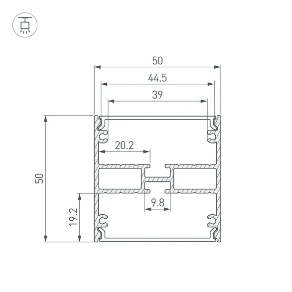 Профиль LINE-5050-DUAL-2000 ANOD BLACK (Arlight, Алюминий)