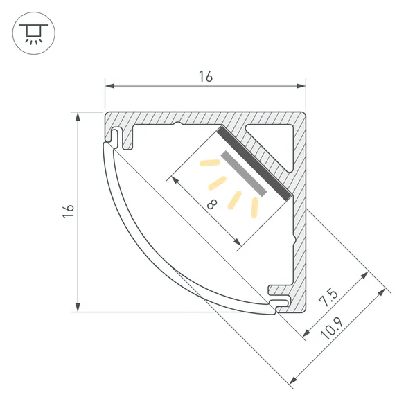 Профиль SL-KANT-H16-2000 BLACK (Arlight, Алюминий)