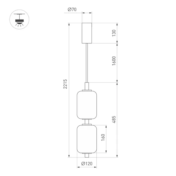 Светильник SP-CARAMELA-HANG-R120-7W Warm2700 (BK, 300 deg, 230V) (Arlight, IP20, Натуральный шелк, 3 года)