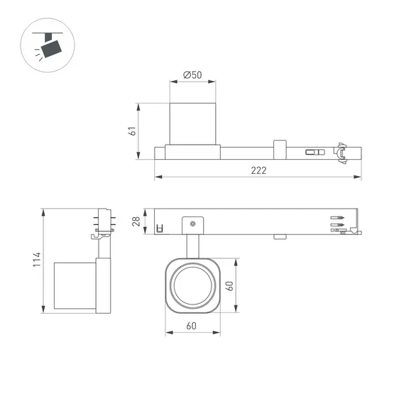Светильник LGD-DIAFILM-4TR-R60-10W Warm2700 (WH, 60 deg, 230V) (Arlight, IP20 Металл, 5 лет)