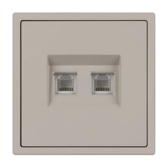 Механизм сдвоенной телефонной розетки SCT-NOBE-MTL2-SFPL-CA (RJ-11, 4C) (Arlight, Кашемир)