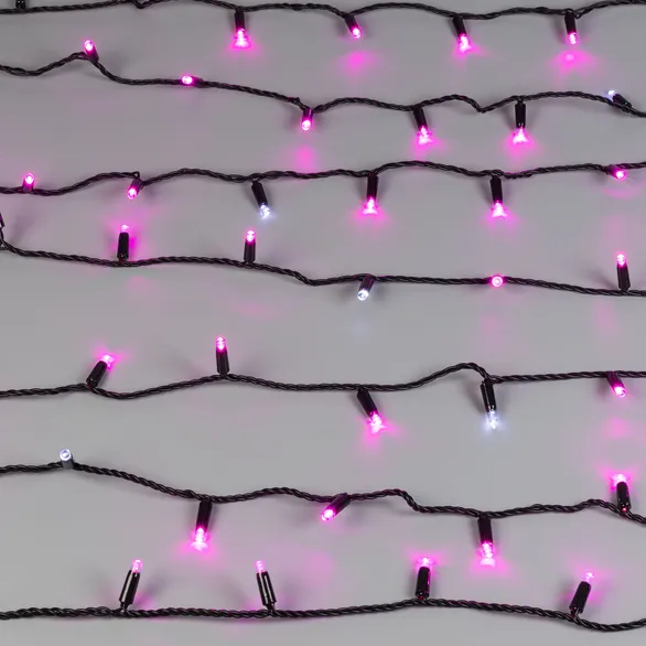 Светодиодная гирлянда ARD-STRING-CLASSIC-10000-BLACK-100LED-FLASH PINK (230V, 7W) (Ardecoled, IP65)