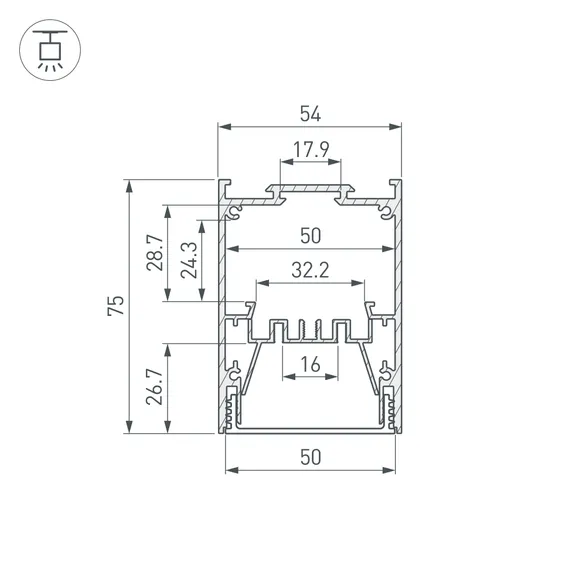 Профиль IP-LINE-5475-2000 ANOD (Arlight, Алюминий)