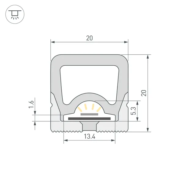 Силиконовый профиль WPH-FLEX-2020-TOP-S13-5m WHITE (Arlight, Силикон)