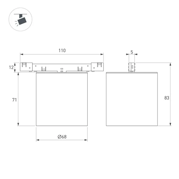 Светильник MAG-MICROCOSM-POINT-R68-7W Warm3000 (GD, 36 deg, 24V) (Arlight, IP20 Металл, 5 лет)