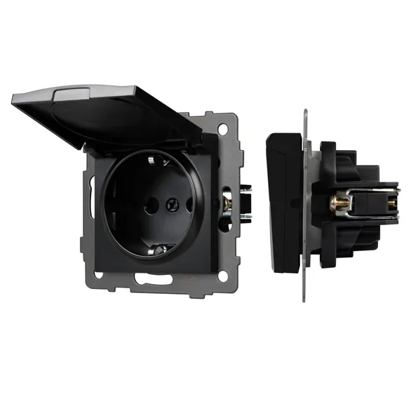 Механизм розетки влагозащищённый SCT-MCP-PL-BK-V (250V, 16A) (Arlight, -)