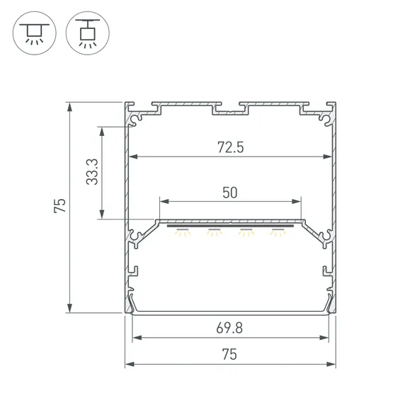 Профиль LINE-M-7575-2000 WHITE (Arlight, Алюминий)