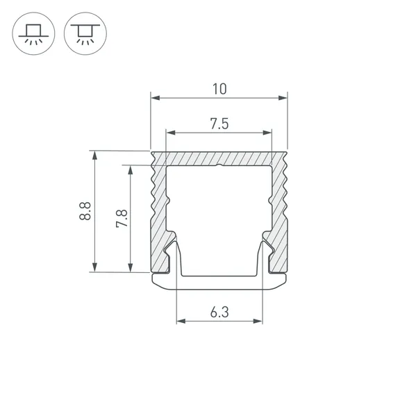 Профиль SL-MINI-10-2000 ANOD (Arlight, Алюминий)