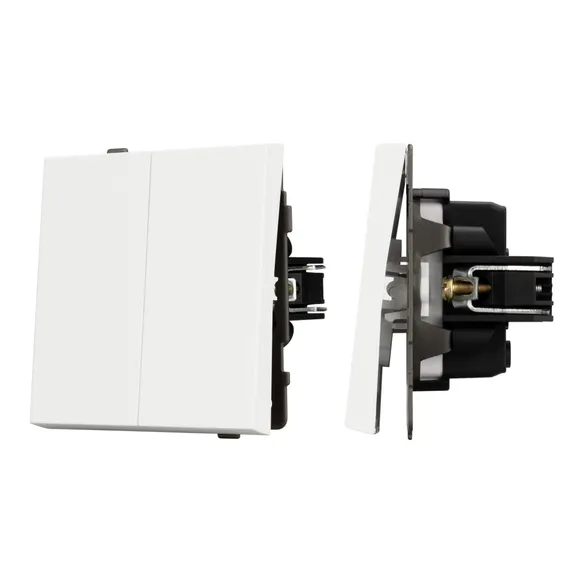 Механизм выключателя двухклавишный непроходной SWT-TENDO-MK02-SFPL-WH (230V, 10A) (Arlight, -)