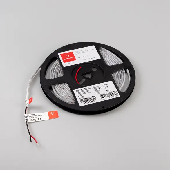 Светодиодная лента герметичная RTW-SE-A60-8mm 12V Blue (4.8 W/m, IP65, 2835, 5m) (Arlight, 4.8 Вт/м, IP65)