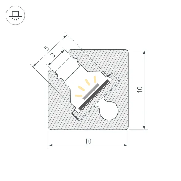 Профиль c экраном SL-KANT-H10-SQUARE-2000 CHAMPAGNE GOLD (Arlight, Алюминий+пластик)