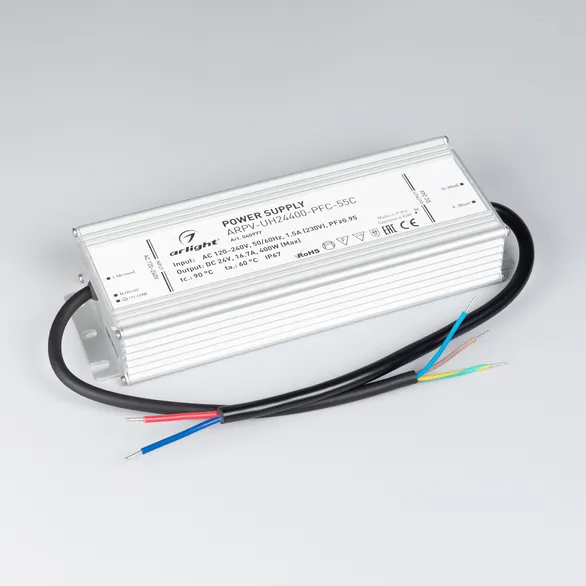 Блок питания ARPV-UH24400-PFC-55C (24V, 16.7A, 400W) (Arlight, IP67 Металл, 5 лет)