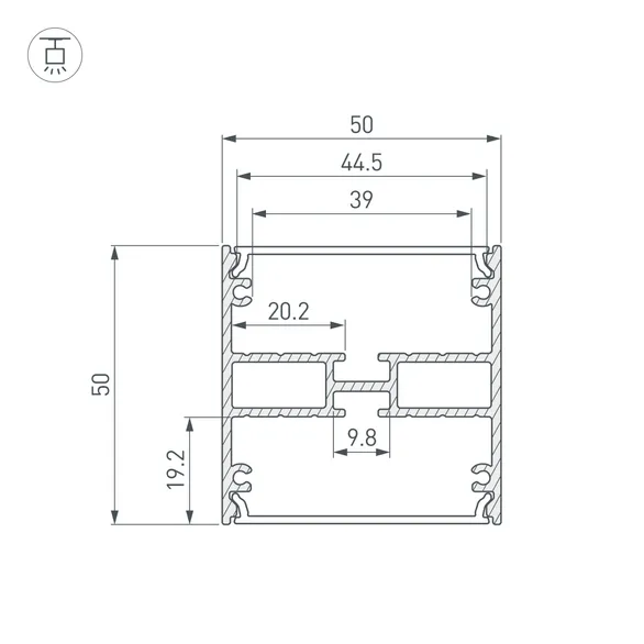 Профиль LINE-5050-DUAL-2000 ANOD (Arlight, Алюминий)