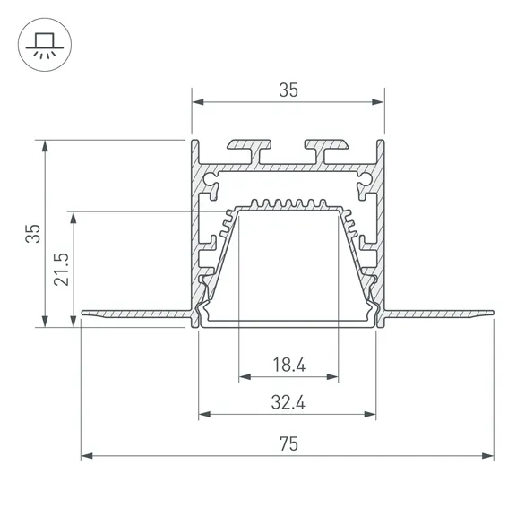 Профиль LINIA32-FANTOM-TRAY-2000 ANOD (Arlight, Алюминий)