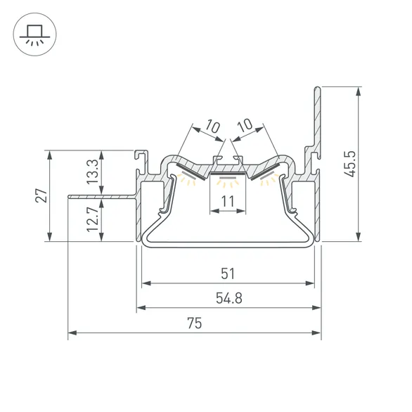 Профиль FOLED-50-WALL-2000 (Arlight, Алюминий)