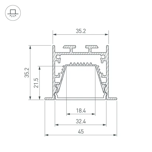 Профиль LINIA45-F-TRAY-2000 BLACK (Arlight, Алюминий)