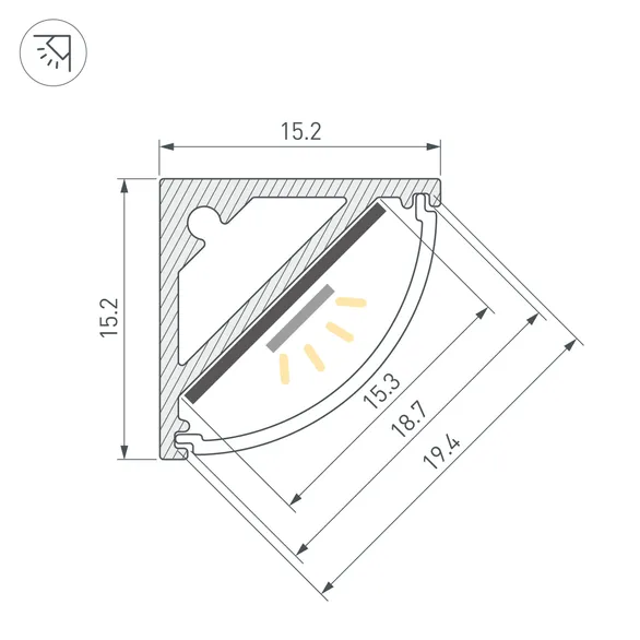 Профиль SL-KANT-H15-3000 ANOD (BY) (Arlight, Алюминий)