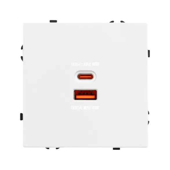 Механизм розетки с быстрой USB зарядкой SCT-NOBE-MUAC-SFPL-FC-WH (65W, QC3) (Arlight, -)