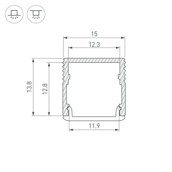 Профиль SL-MINI-15-2000 BLACK (Arlight, Алюминий)