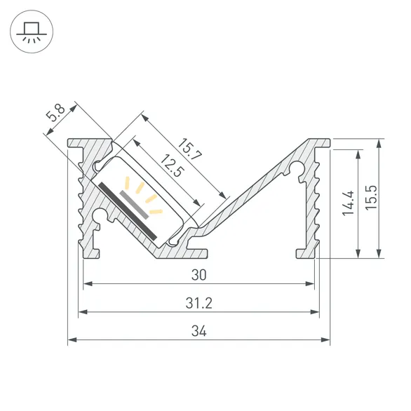 Профиль SL-BEVEL-W32-F-2000 ANOD  (Arlight, Алюминий)