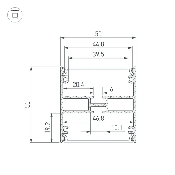 Профиль LINE-5050-DUAL-2000 ANOD BLACK (Arlight, Алюминий)